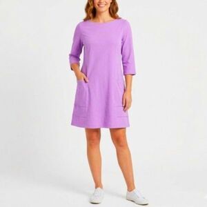 Soft Surroundings NWOT Women's Orchid Purple Gauze 3/4 Sleeve Shift Dress Sz XL